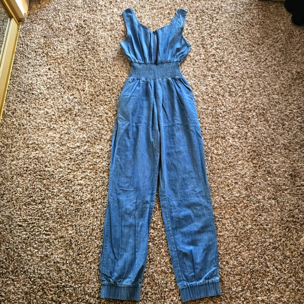 overall romper cinched waist